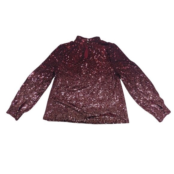 ✨ Cable & Gauge Burgundy Sequin Mock Neck Blouse – Size M – NWT - Picture 3 of 4